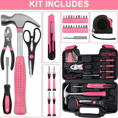 39pcs Pink Tool Kit — Complete Home Repair Set for Women