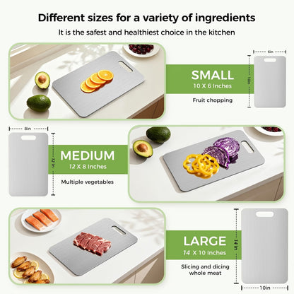 3pcs Premium Stainless Steel Cutting Board Set — Durable, Easy to Clean
