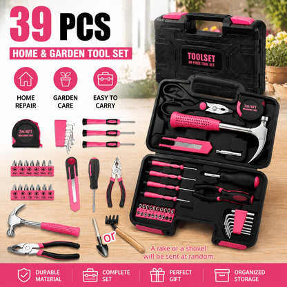 39pcs Pink Tool Kit — Complete Home Repair Set for Women