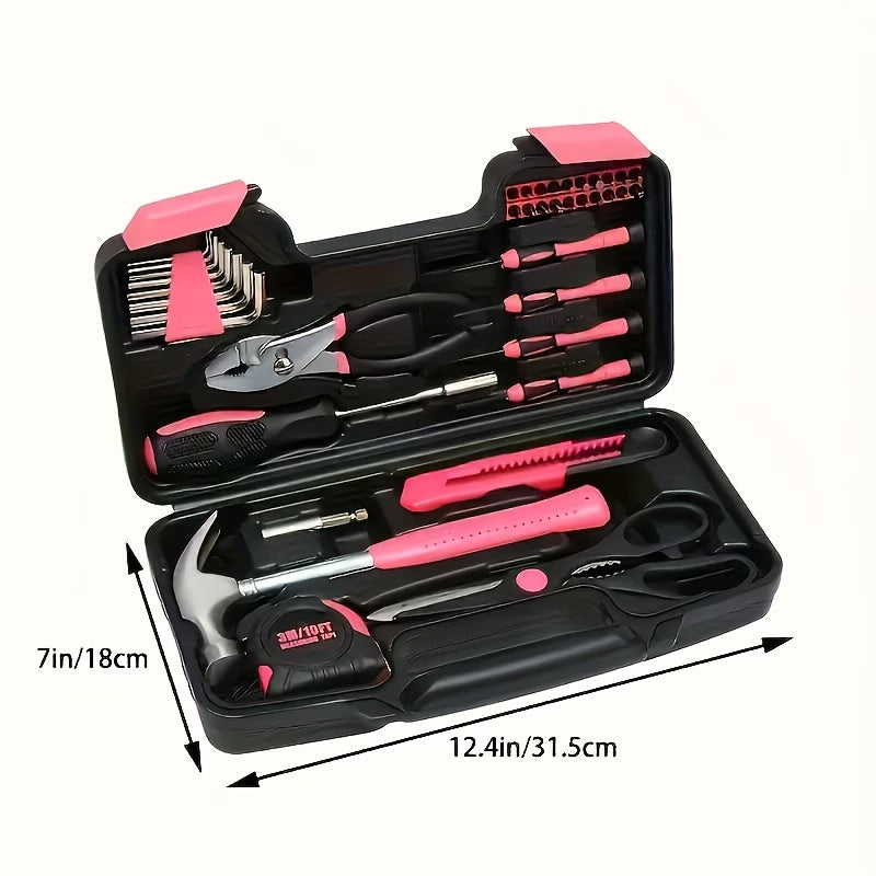 39pcs Pink Tool Kit — Complete Home Repair Set for Women