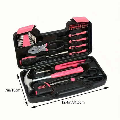 39pcs Pink Tool Kit — Complete Home Repair Set for Women