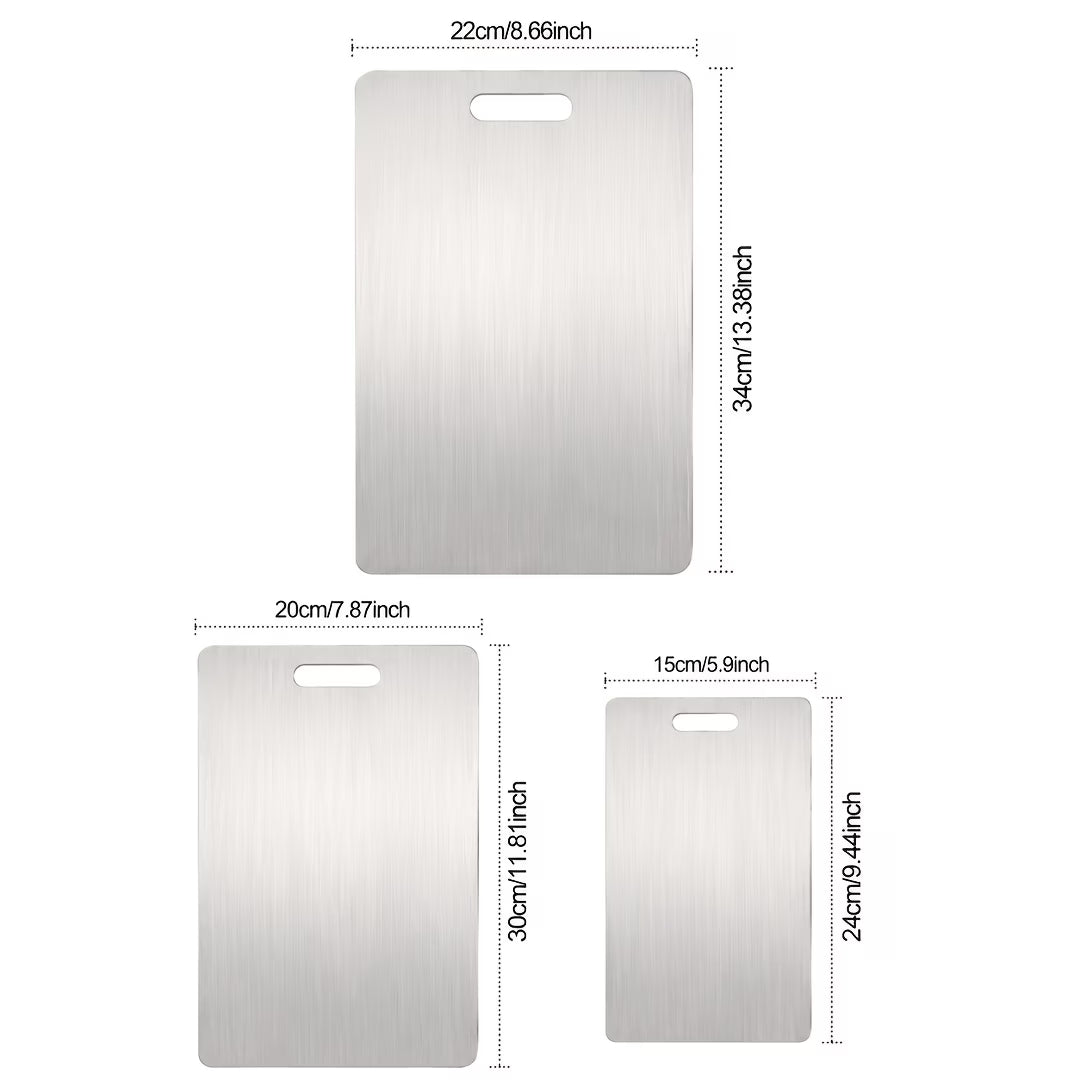 3pcs Premium Stainless Steel Cutting Board Set — Durable, Easy to Clean