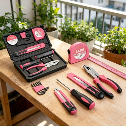 39pcs Pink Tool Kit — Complete Home Repair Set for Women