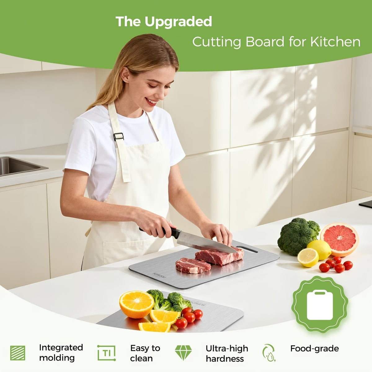 3pcs Premium Stainless Steel Cutting Board Set — Durable, Easy to Clean