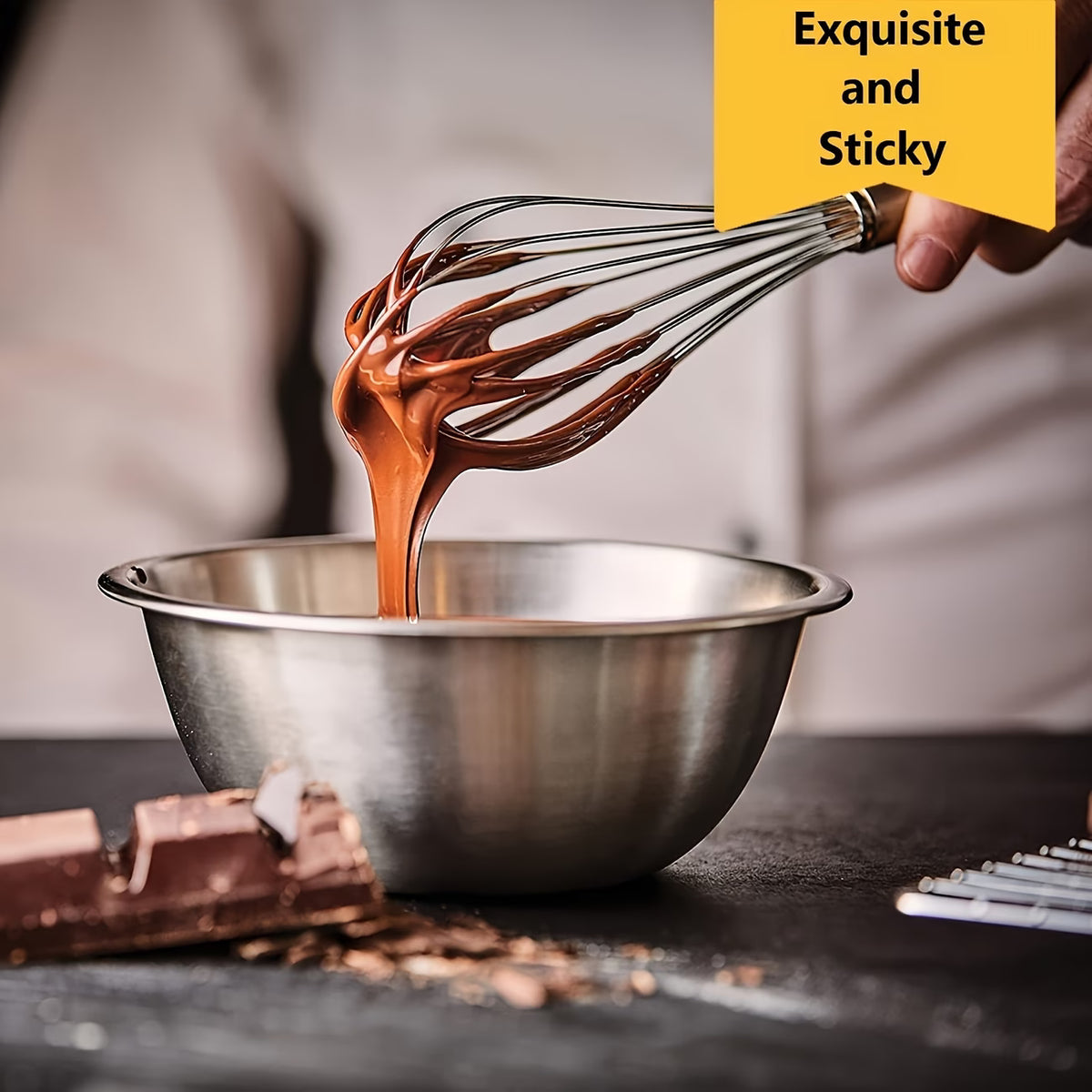 Stainless Steel Whisk 10 Inch — Heat-Resistant Manual Whisk