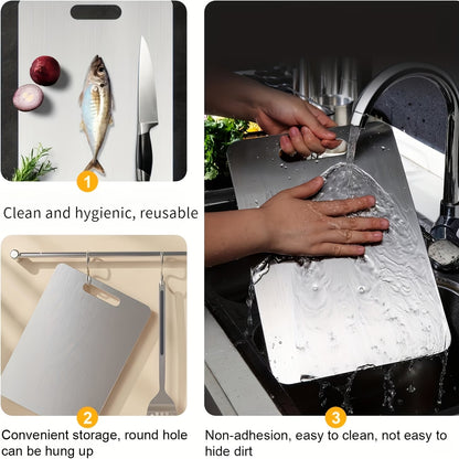 3pcs Premium Stainless Steel Cutting Board Set — Durable, Easy to Clean