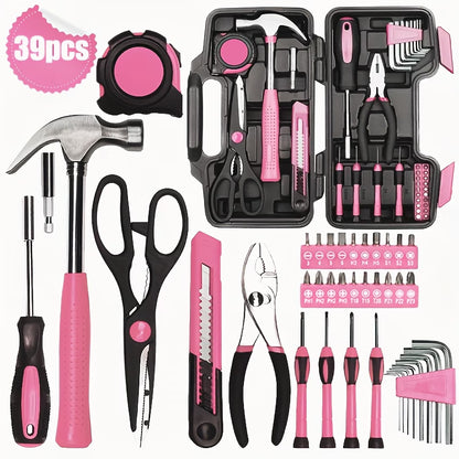 39pcs Pink Tool Kit — Complete Home Repair Set for Women