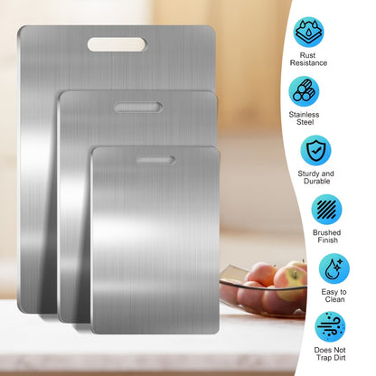 3pcs Premium Stainless Steel Cutting Board Set — Durable, Easy to Clean