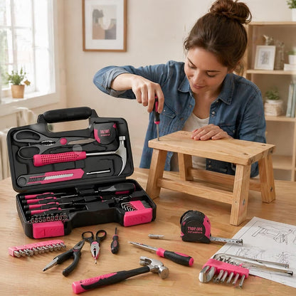 39pcs Pink Tool Kit — Complete Home Repair Set for Women