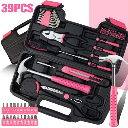 39pcs Pink Tool Kit — Complete Home Repair Set for Women