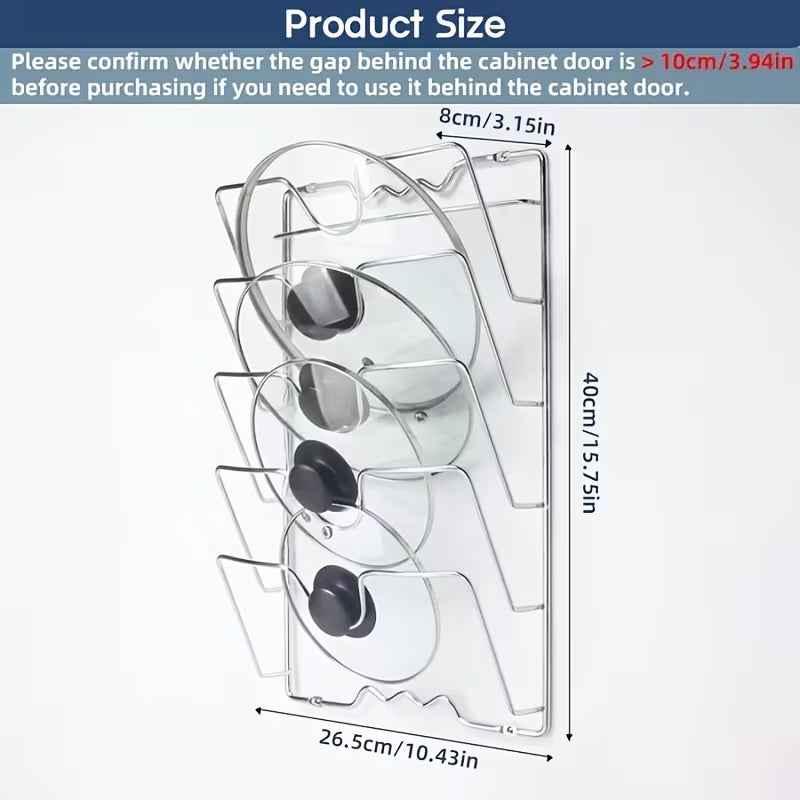 Durable Metal Hanging Pot Lid Storage Rack