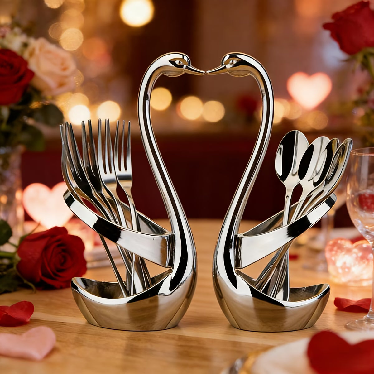 Swan Cutlery Holder Set – Viral Kitchen Aesthetic