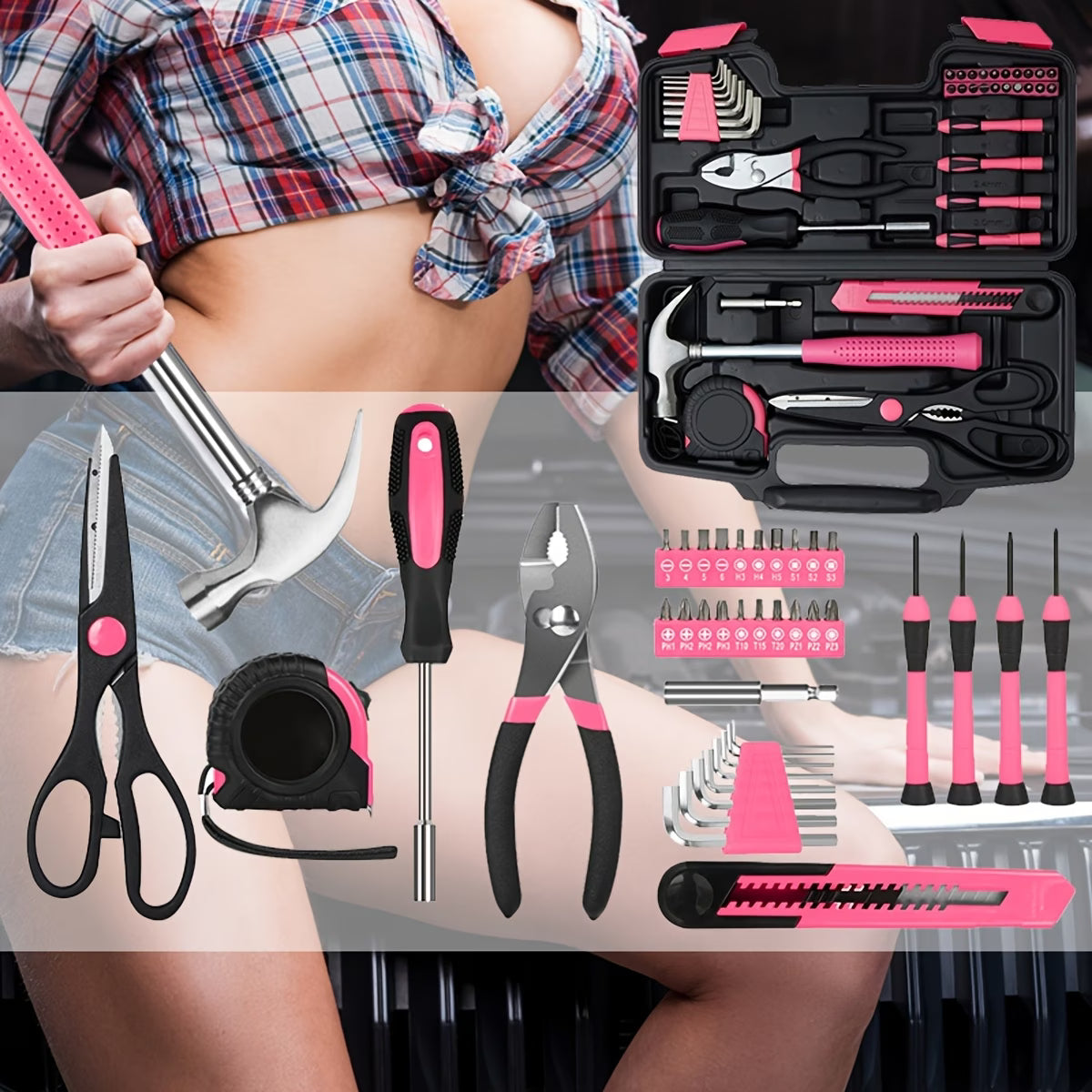 39pcs Pink Tool Kit — Complete Home Repair Set for Women